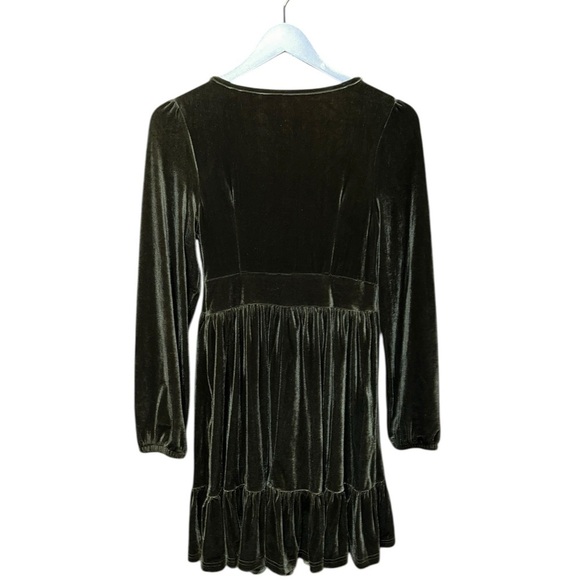 Halara Green Velvet Long Sleeve Dress – Small - Picture 2 of 5